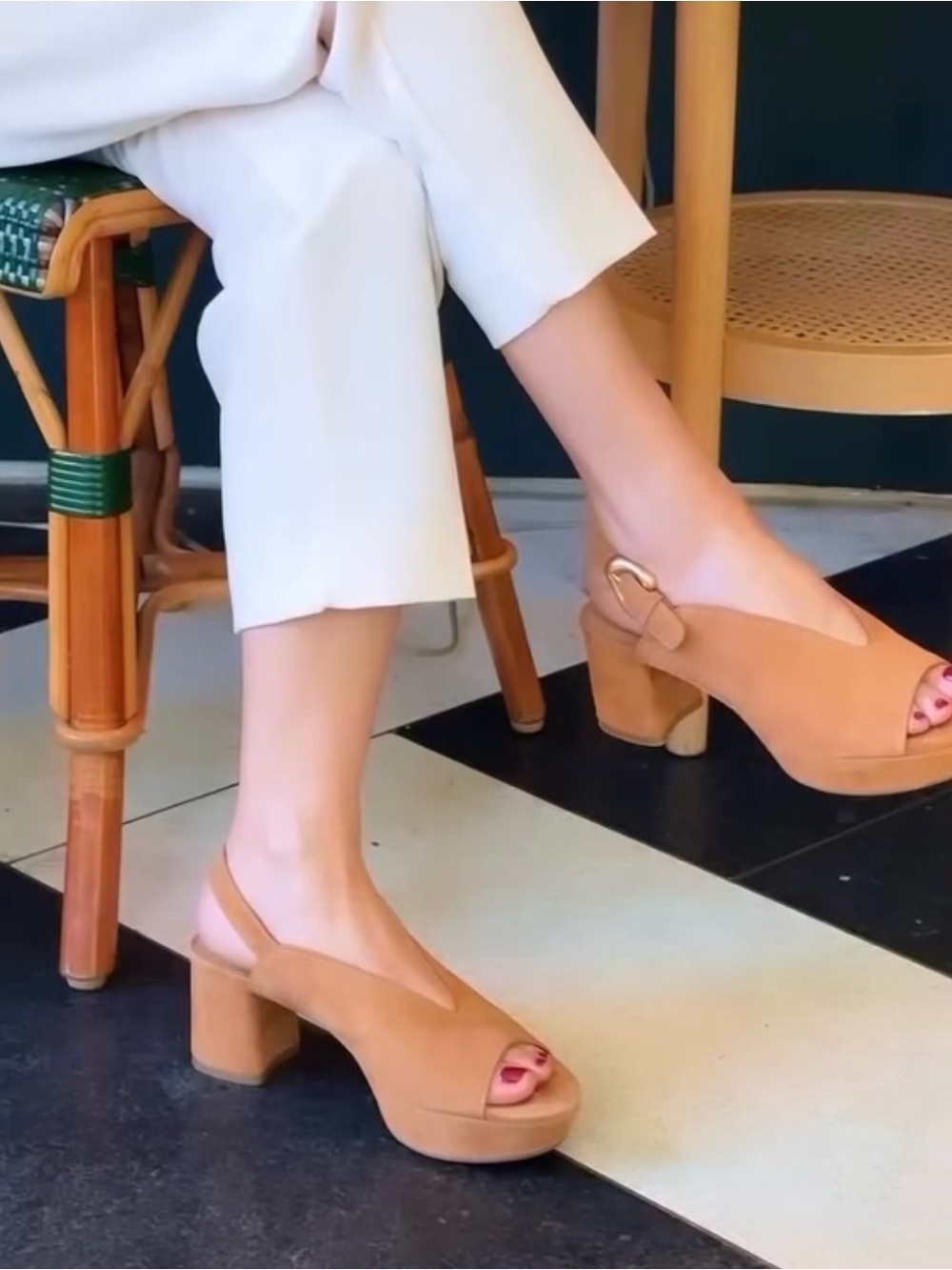 Aerosoles Tan Suede Open-Toe Slingback Mules